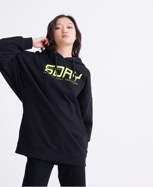 Superdry City Oversized Női Kapucnis Pulóver Fekete | LCQBP9768